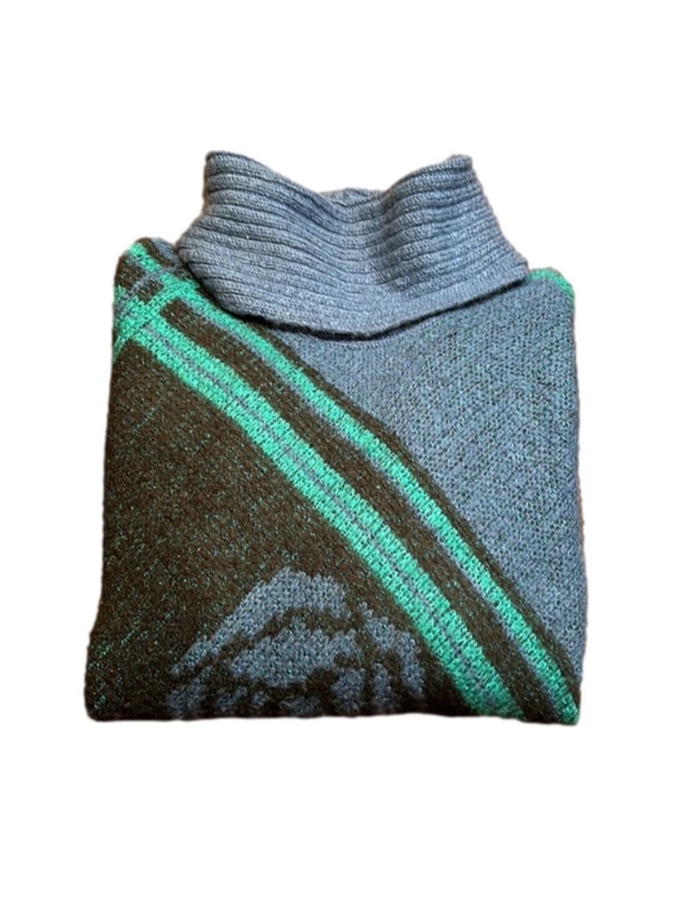 LUCE’ Vintage Blue & Green Cowl Neck Sweater - Picture 3 of 7